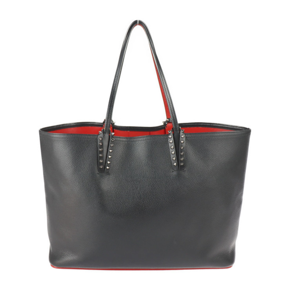 Christian Louboutin Kabata Tote Bag Leather Black Red Silver